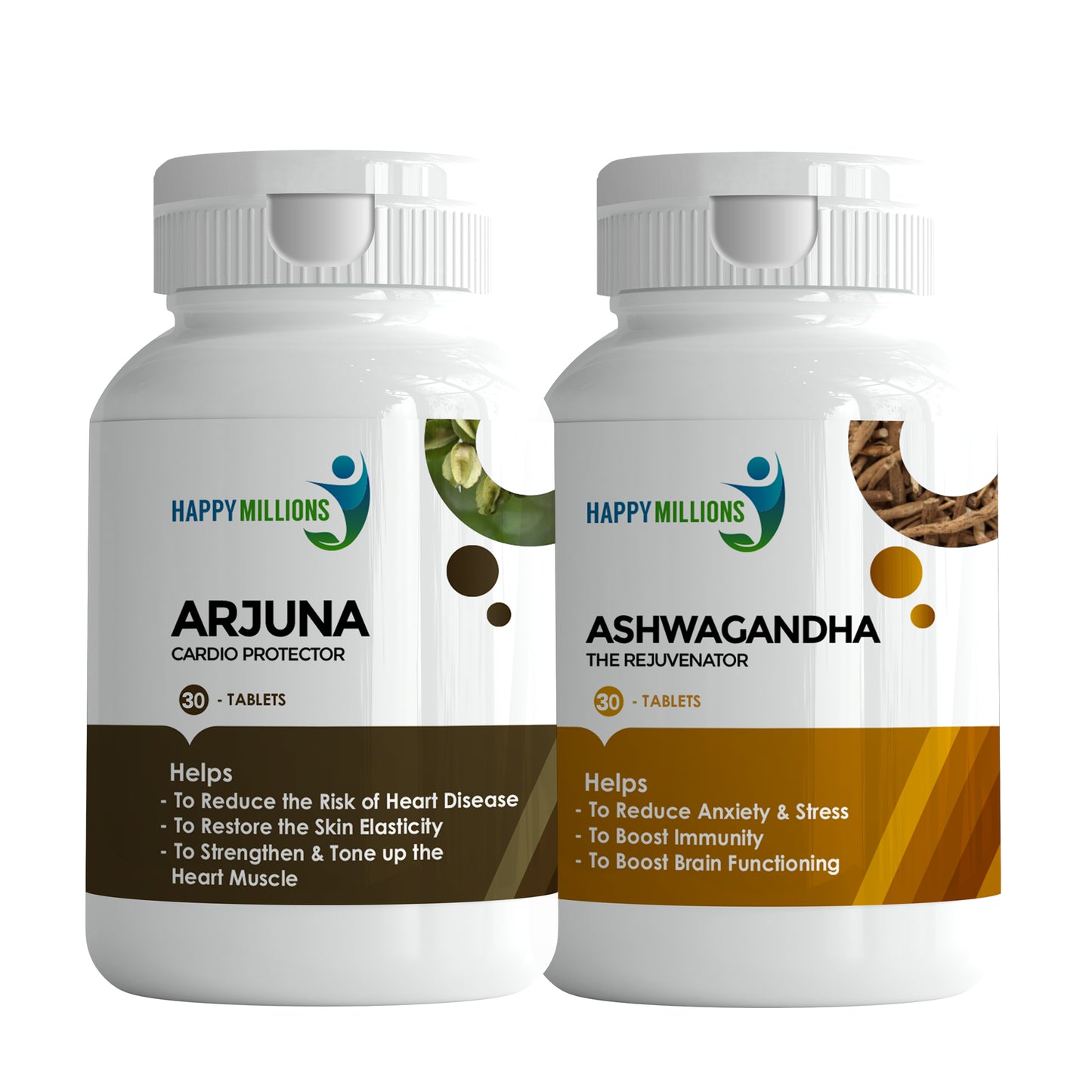 Arjuna and Ashwagandha | Combo Pack Of 2 (30 + 30 Tablets)