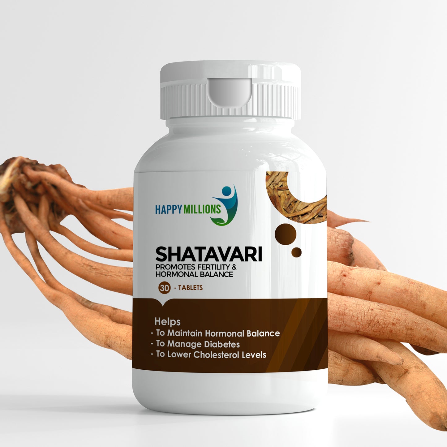 Happy Millions Shatavari - Promotes Fertility & Hormone Balance | 30 Tablets