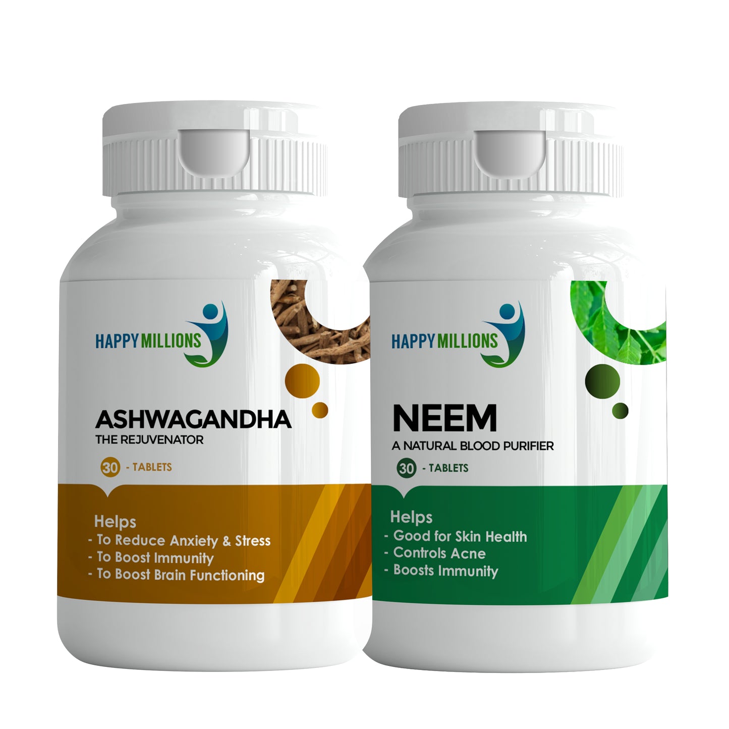 Ayurvedic Ashwagandha and Neem | Combo Pack Of 2 (30 + 30 Tablets)