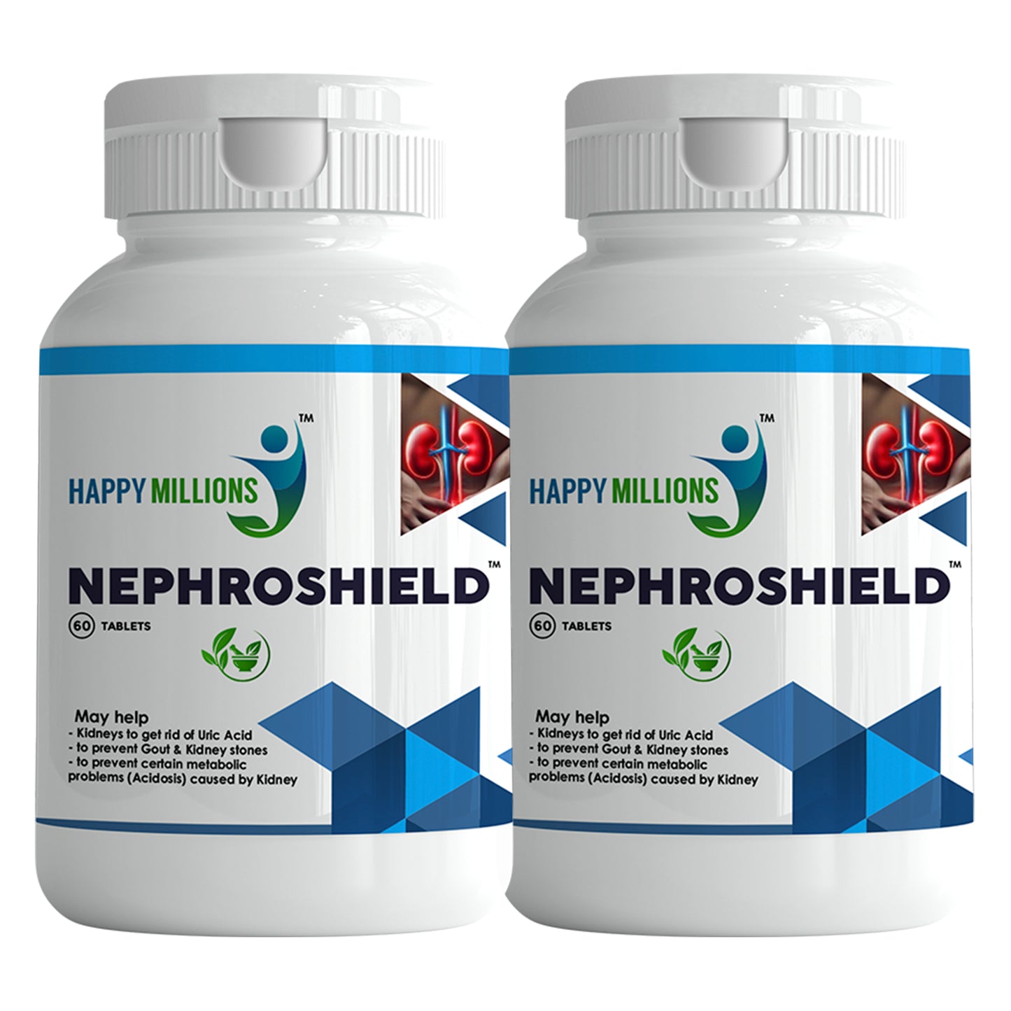 HappyMillions NephroShield Kidney Supplement - Fortify Kidney Function (60+60) | Pack of 2