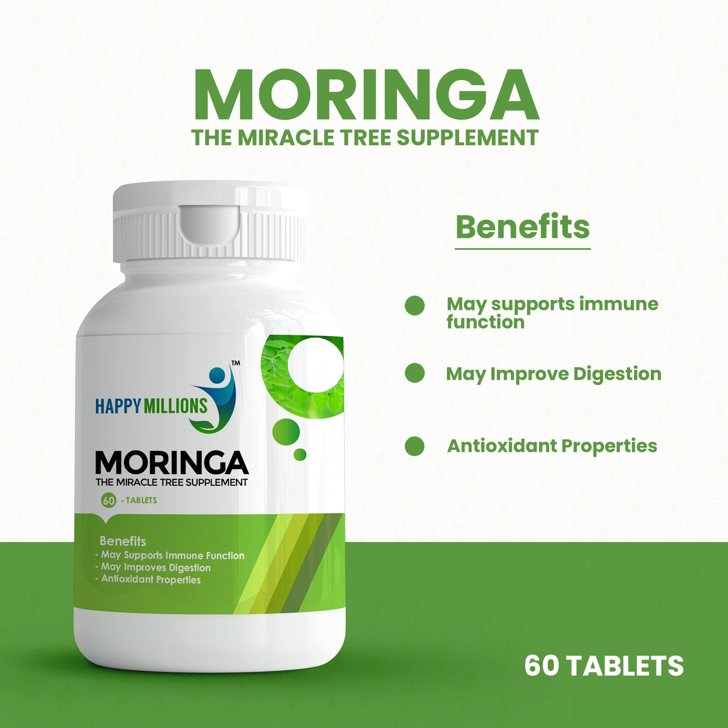 HappyMillions Moringa & NephroShield 60 Tablets Combo | Ayurvedic Kidney Health & Immunity Support | Detox & Wellness | 100% Natural Herbal Supplement