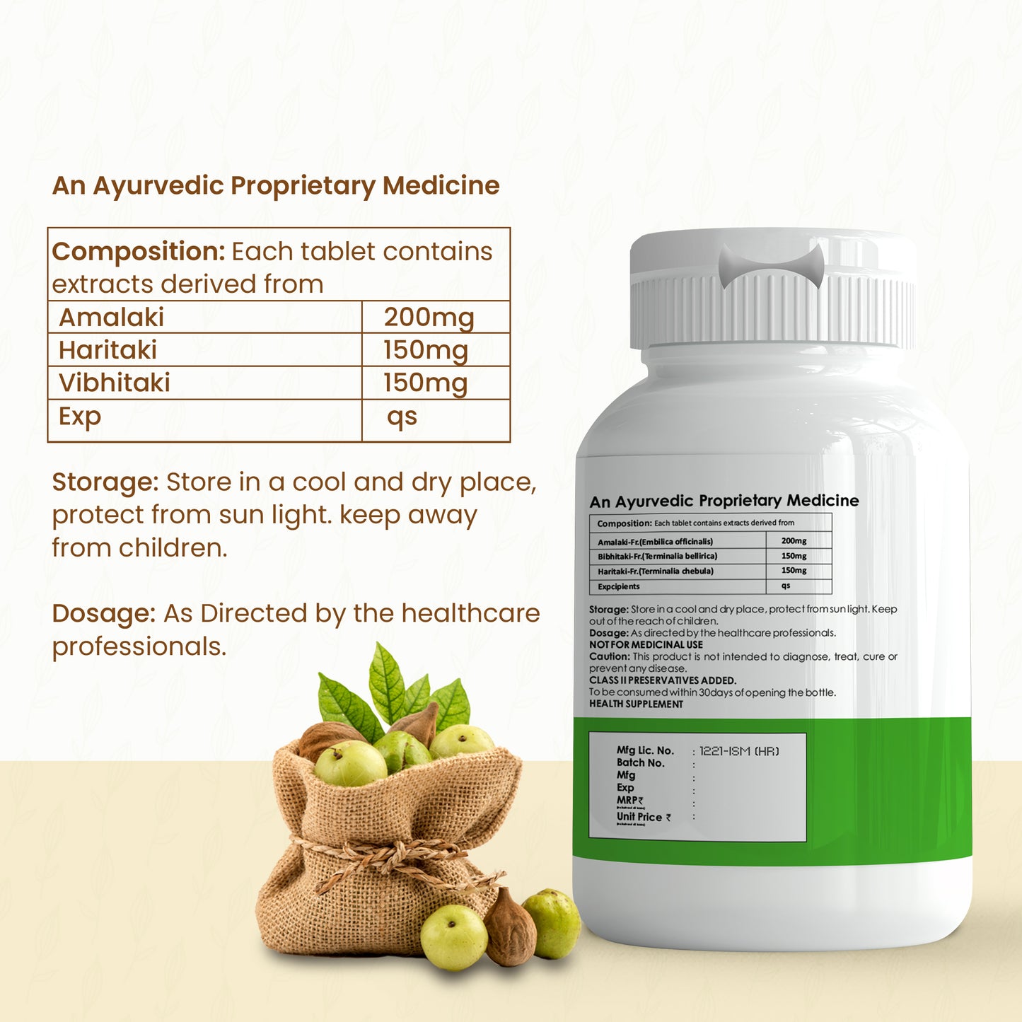 HappyMillions Triphala & Nephroshield 60 Tablets Combo | Ayurvedic Digestive Support & Kidney Health Supplement | Natural Detox & Cleansing Formula