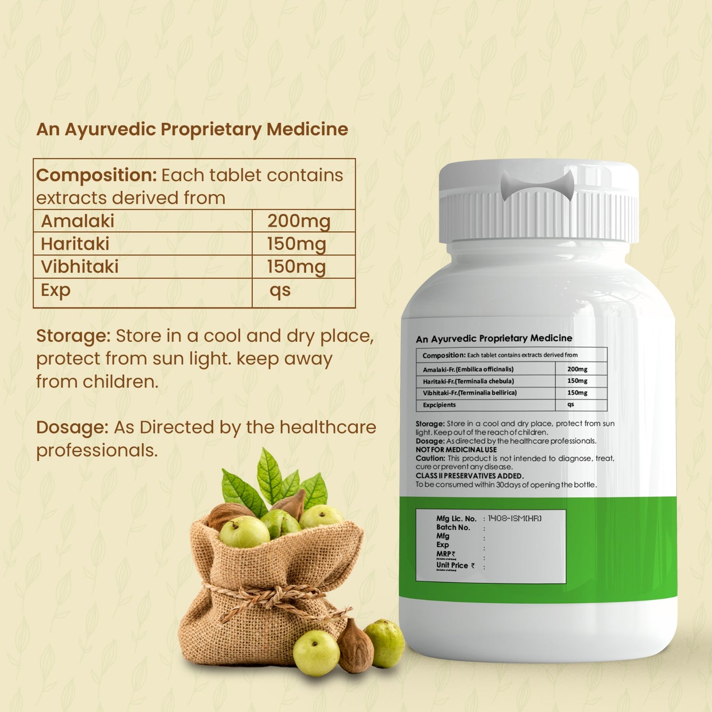 HappyMillions Ayurvedic Triphala Natural Digestive Health Supplement 60 Tablet