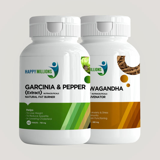 Ayurvedic Ashwagandha And Garcinia & Pepper | Combo Pack Of 2  (60 + 60 Tablets)