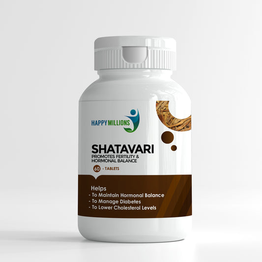 Happy Millions Shatavari - Promotes Fertility & Hormone Balance | 60 Tablets