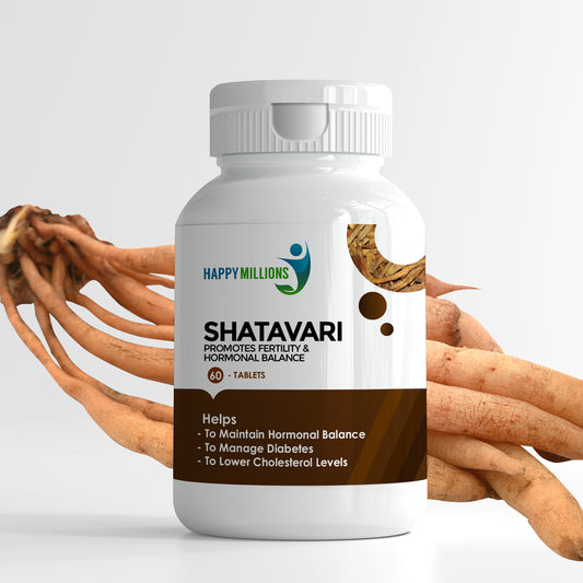 Happy Millions Shatavari - Promotes Fertility & Hormone Balance | 60 Tablets