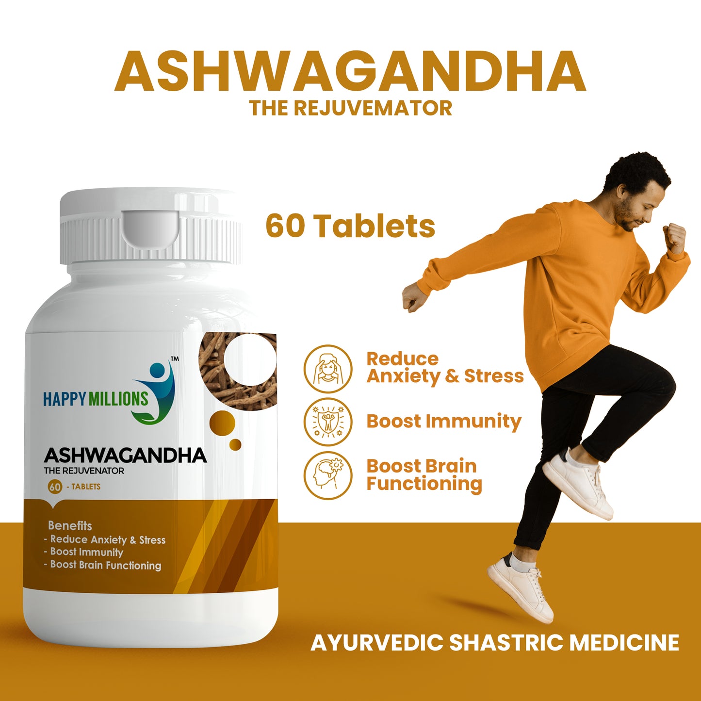 HappyMillions GlucoPause & Ashwagandha Combo | Natural Blood Sugar & Stress Support | 60 Tablets of Each | Enhances Metabolism & Promotes Calm