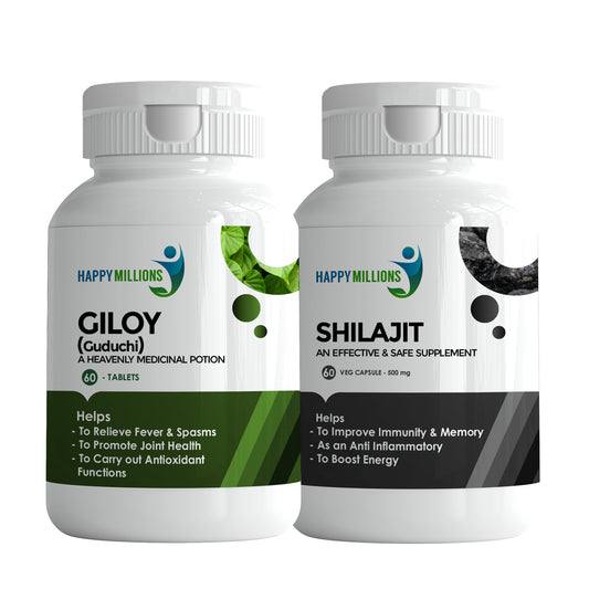 Happy Millions Giloy And Shilajit || Combo Pack of Two 120 Tablets
