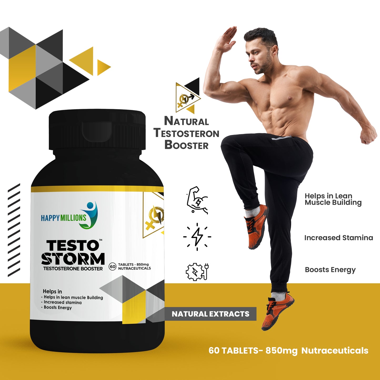 Happy Millions Testostorm - testosterone booster tablets