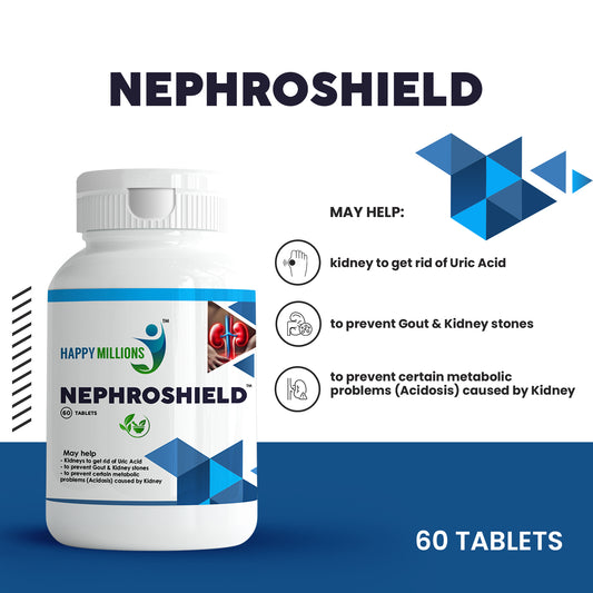 HappyMillions Nephroshield kidney supplement - fortify kidney function | 60 Tablets|New