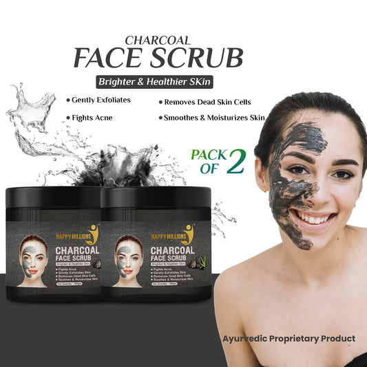 Charcoal Face Scrub | Pack of Two (100gm +100gm)  | Ayurvedic and Natural
