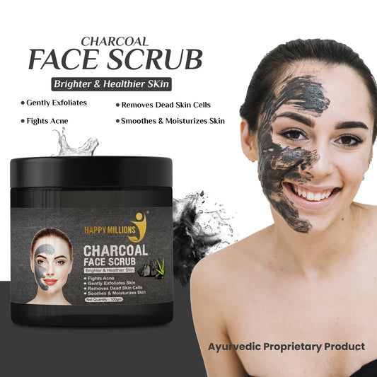 Happymillions Charcoal Face Pack(100gm) & Charcoal Face Scrub (100gm) | Ayurvedic and Natural | Suitable for all skin types
