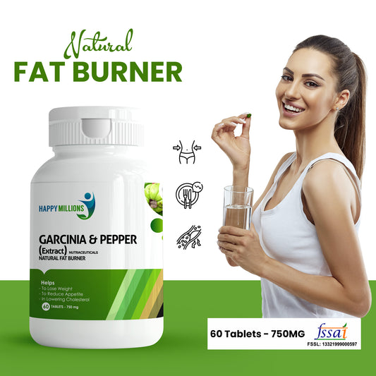 Happy Millions Garcinia & Pepper - Natural Fat Burner | 60 Tablets