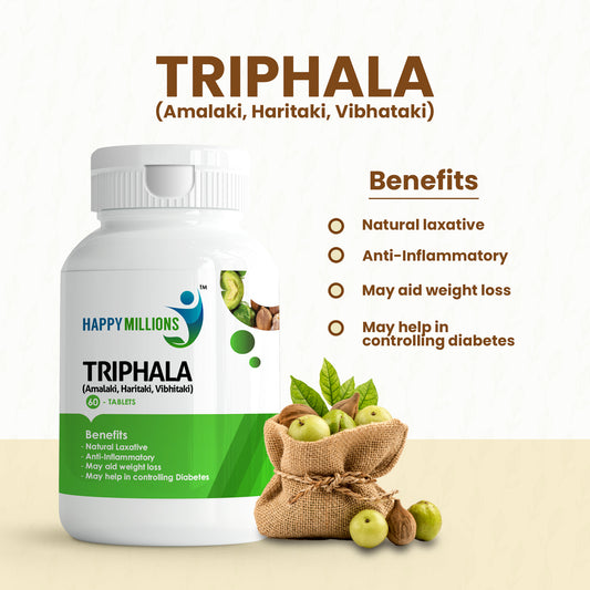 HappyMillions Ayurvedic Triphala Natural Digestive Health Supplement 60 Tablet