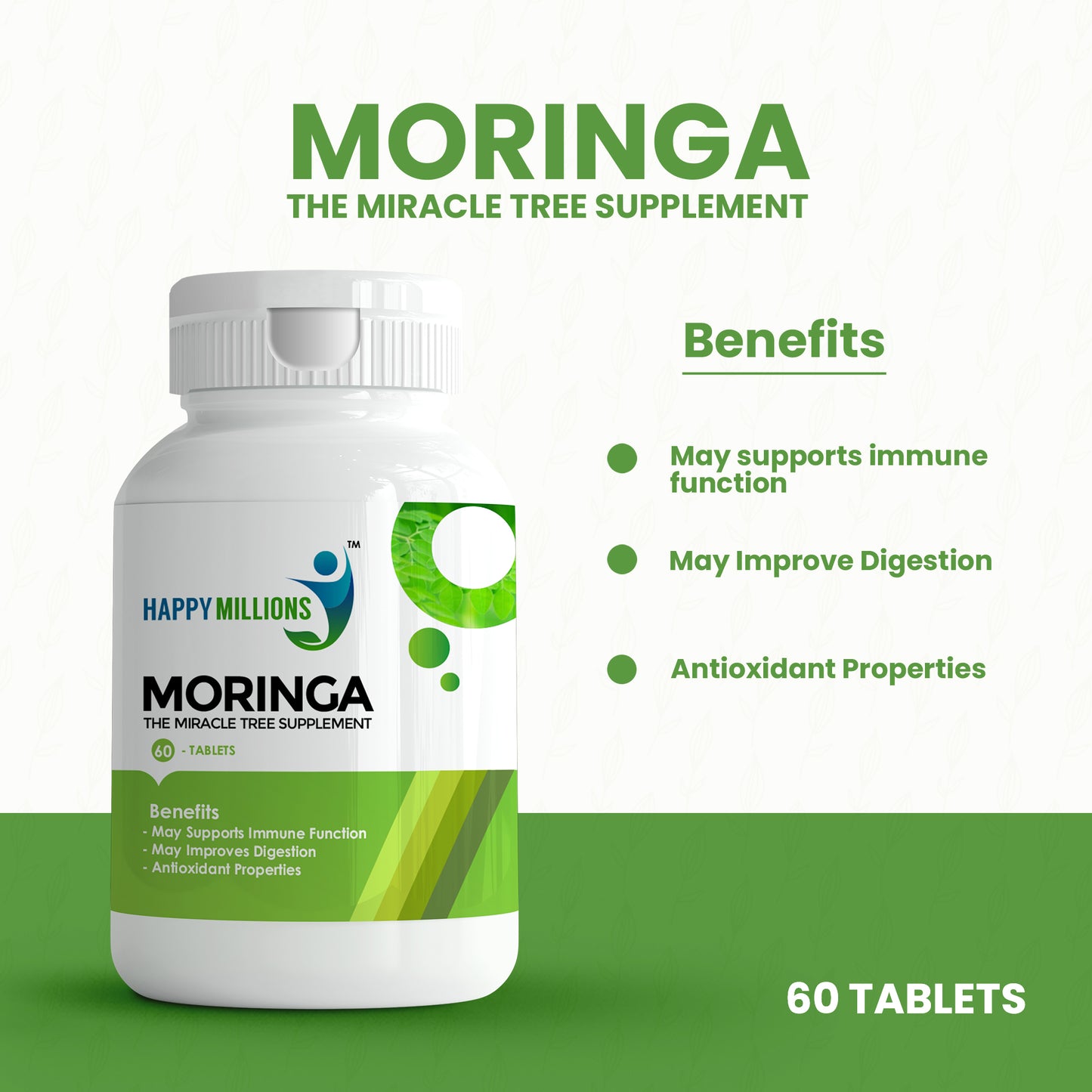 HappyMillions Moringa & Glucopause 60 Tablets Combo | Ayurvedic Immunity & Blood Sugar Support | Natural Diabetes Care & Wellness | Herbal Supplement Pack