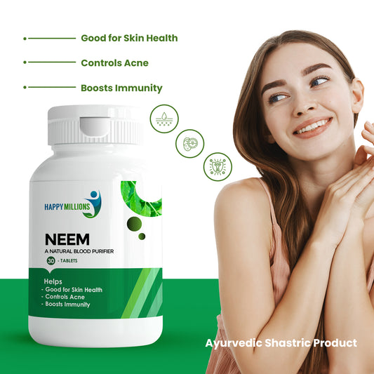 Discover the Power of Happy Millions Neem Ultimate Natural Purifier for Clear Skin, Enhanced Immunity, and Optimal Health - Key Ayurvedic Solution.