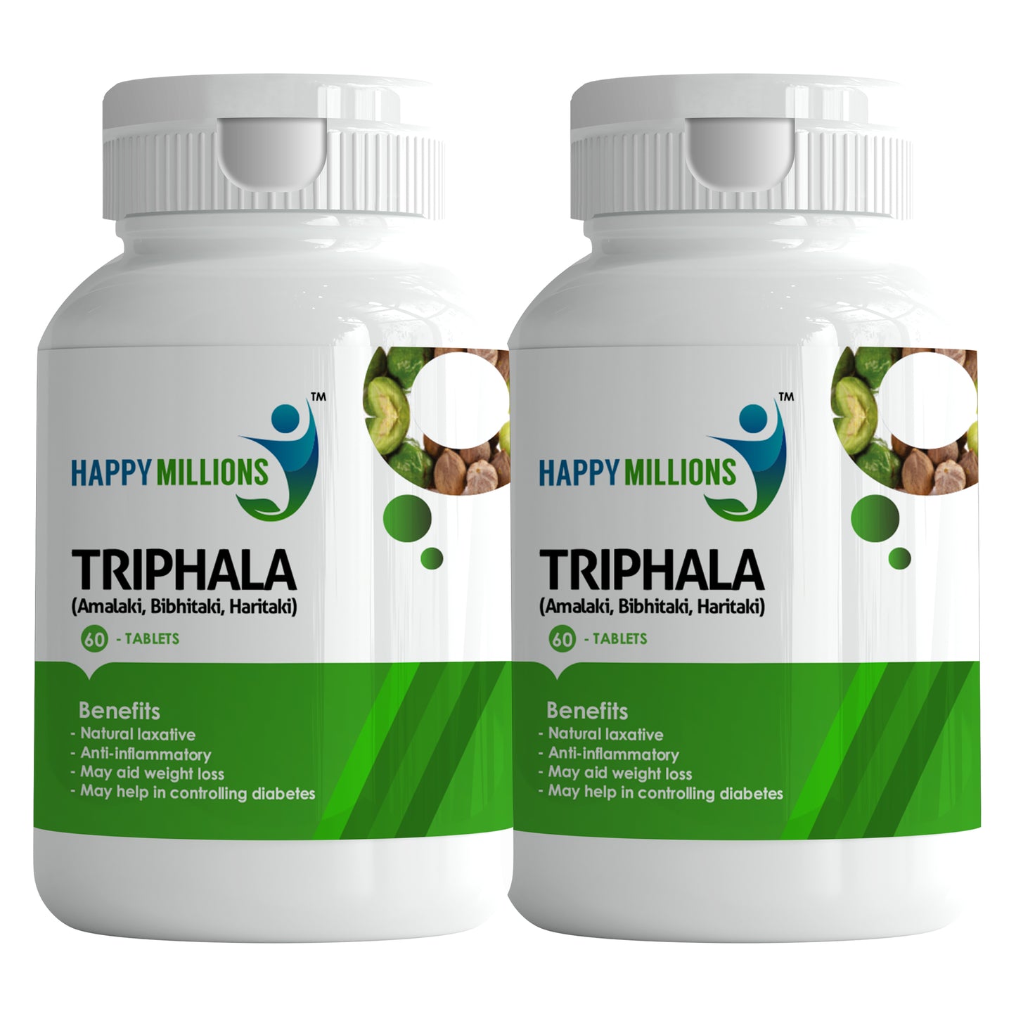 HappyMillions Triphala 60 Tablet Pack of 2