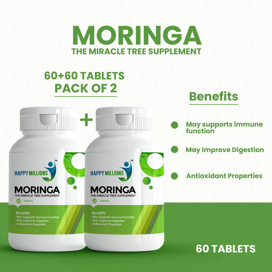 Happy Millions Moringa Tablets for Digestion | Combo Pack new