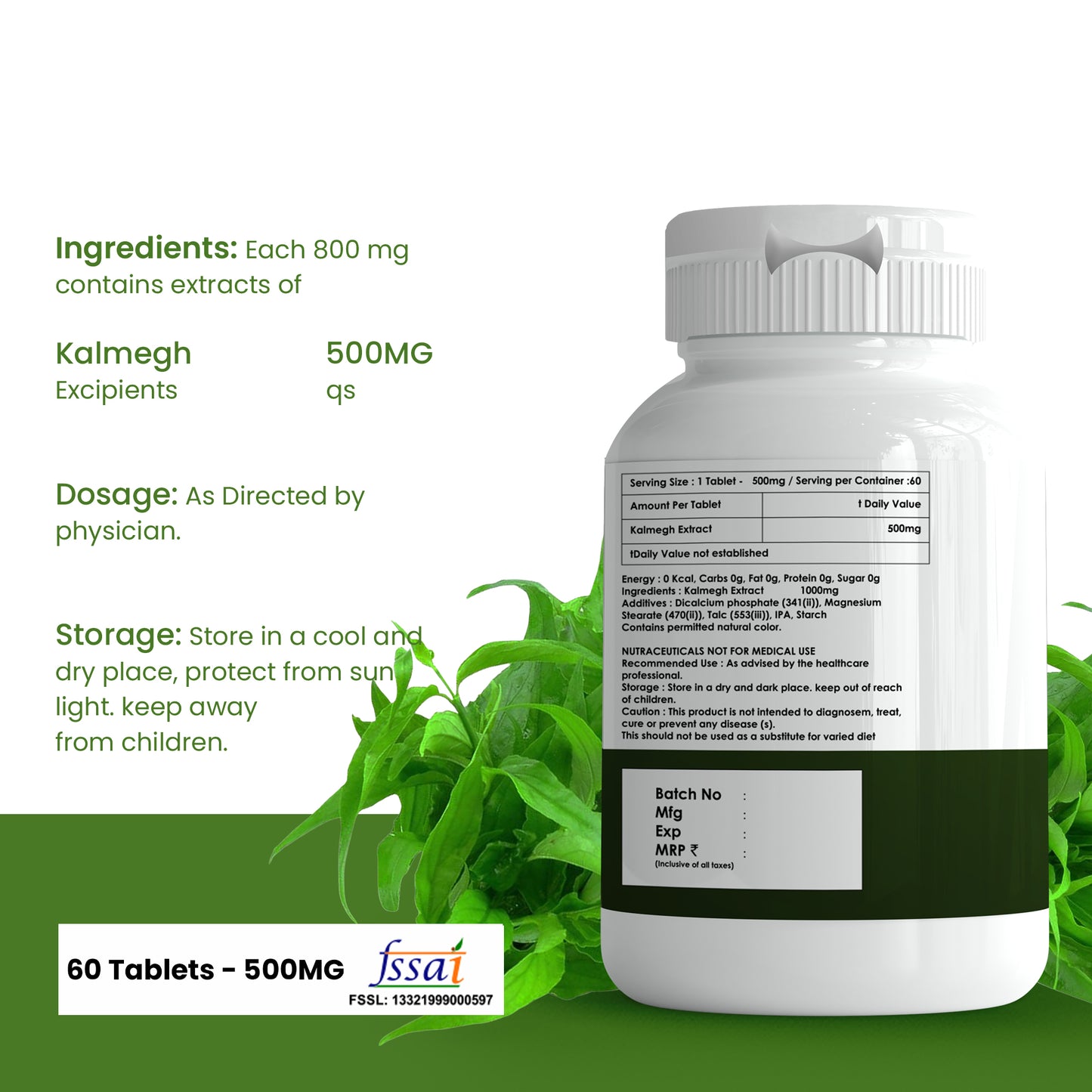 Happy Millions Kalmegh - The Detoxifier | 60 Tablets | 500 Mg