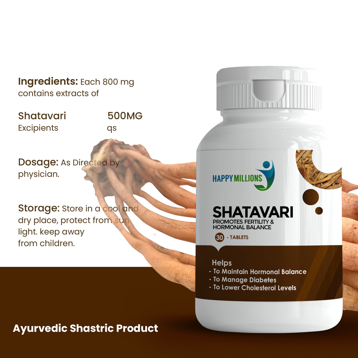 Explore Happy Millions Shatavari Ingredients  for Women's Health and Hormonal Balance Support.