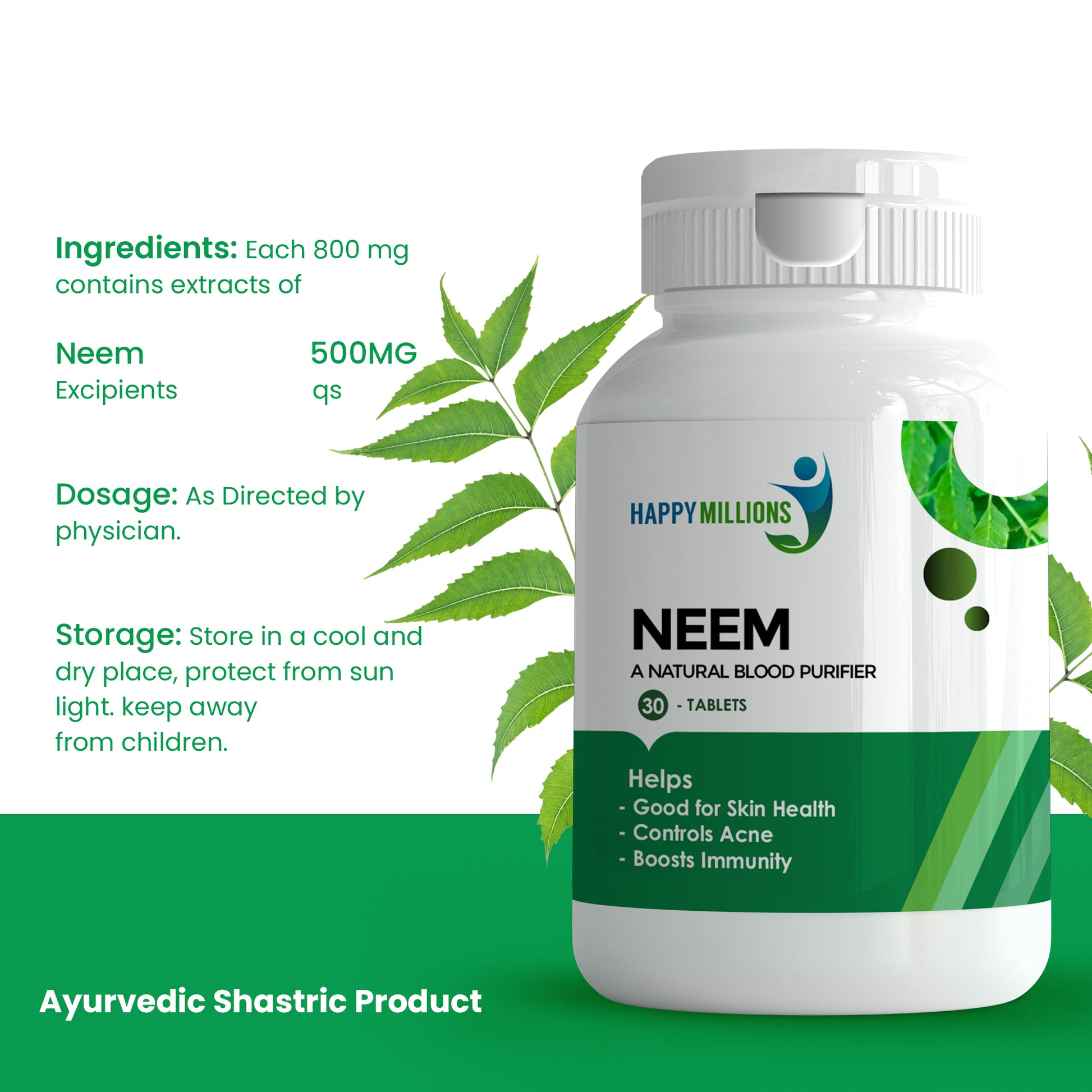 Unlock the Power of Neem with Happy Millions Natural Detox, Skin Clarity, and Immune Support.