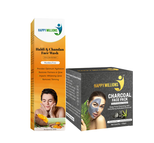 Haldi & Chandan Face Wash(100ml) & Charcoal Face Pack(100gm) | Ayurvedic and Natural || Suitable for all skin types