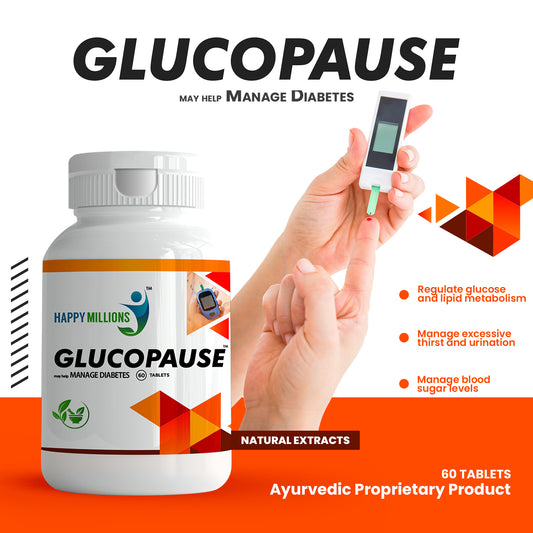 HappyMillions GlucoPause & Giloy Tulsi Neem Combo | Natural Diabetes & Immunity Support | Regulates Blood Sugar & Boosts Immunity | 60 Tablets + 60 Tablets