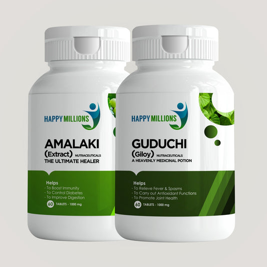 Unlock Wellness: Discover Happy Millions Amalaki & Guduchi Benefits for Immune Support, Digestive Health, and Rejuvenation.