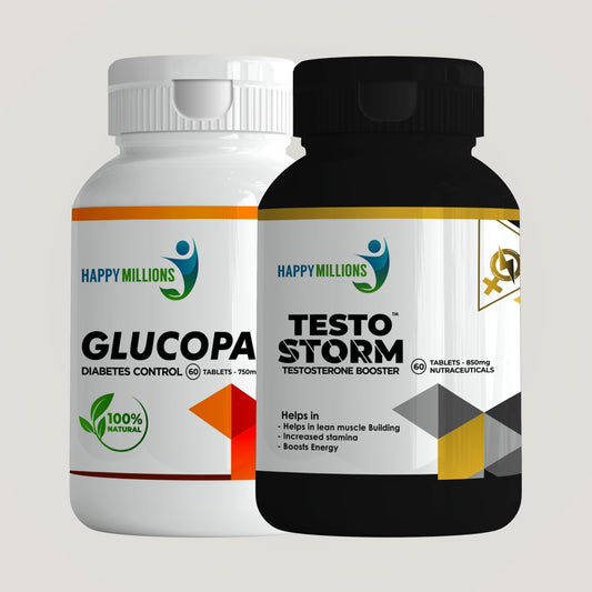 TestoStorm And GlucoPause | Combo Pack Of 2  (60 + 60 Tablets)