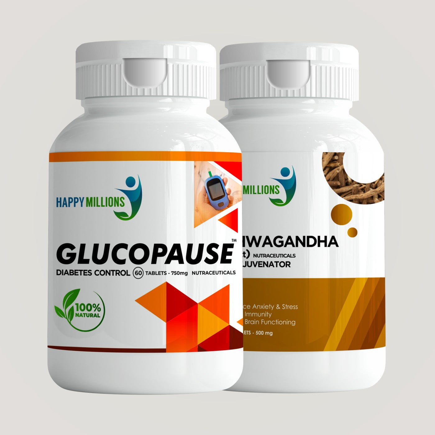 Ashwagandha And GlucoPause | Combo Pack Of 2  (60 + 60 Tablets)