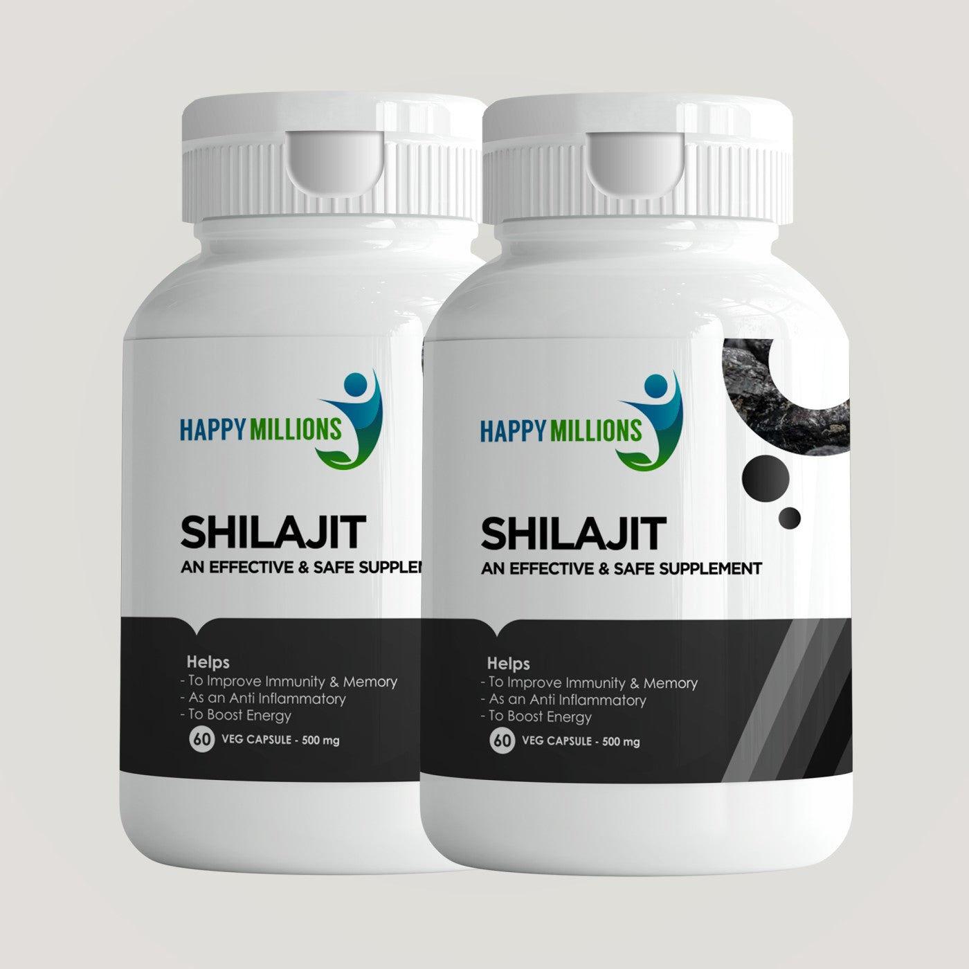 Happy Millions Shilajit - An Effective & Safe Supplement | 120 Tablets