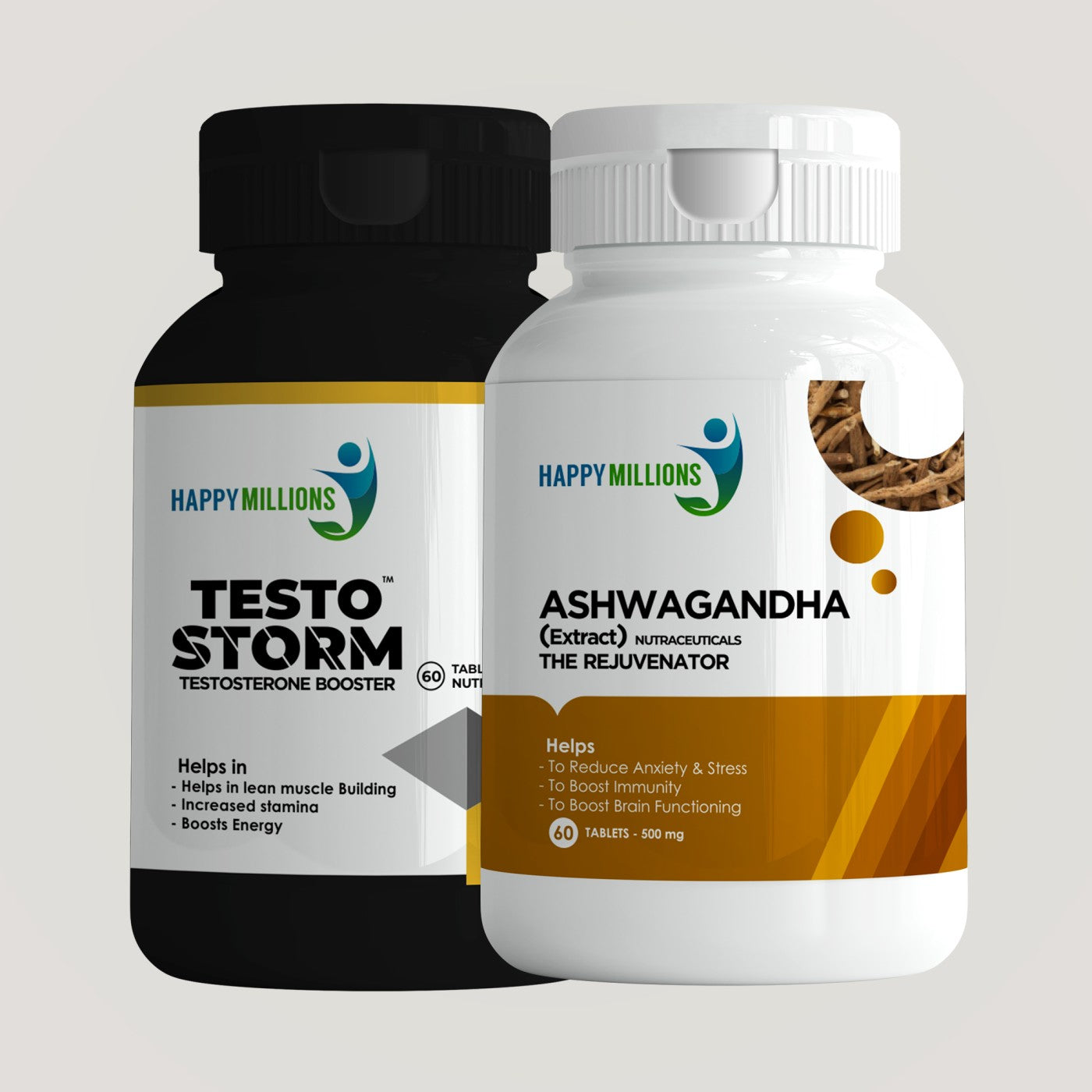 Ashwagandha And TestoStorm | Combo Pack Of 2  (60 + 60 Tablets)